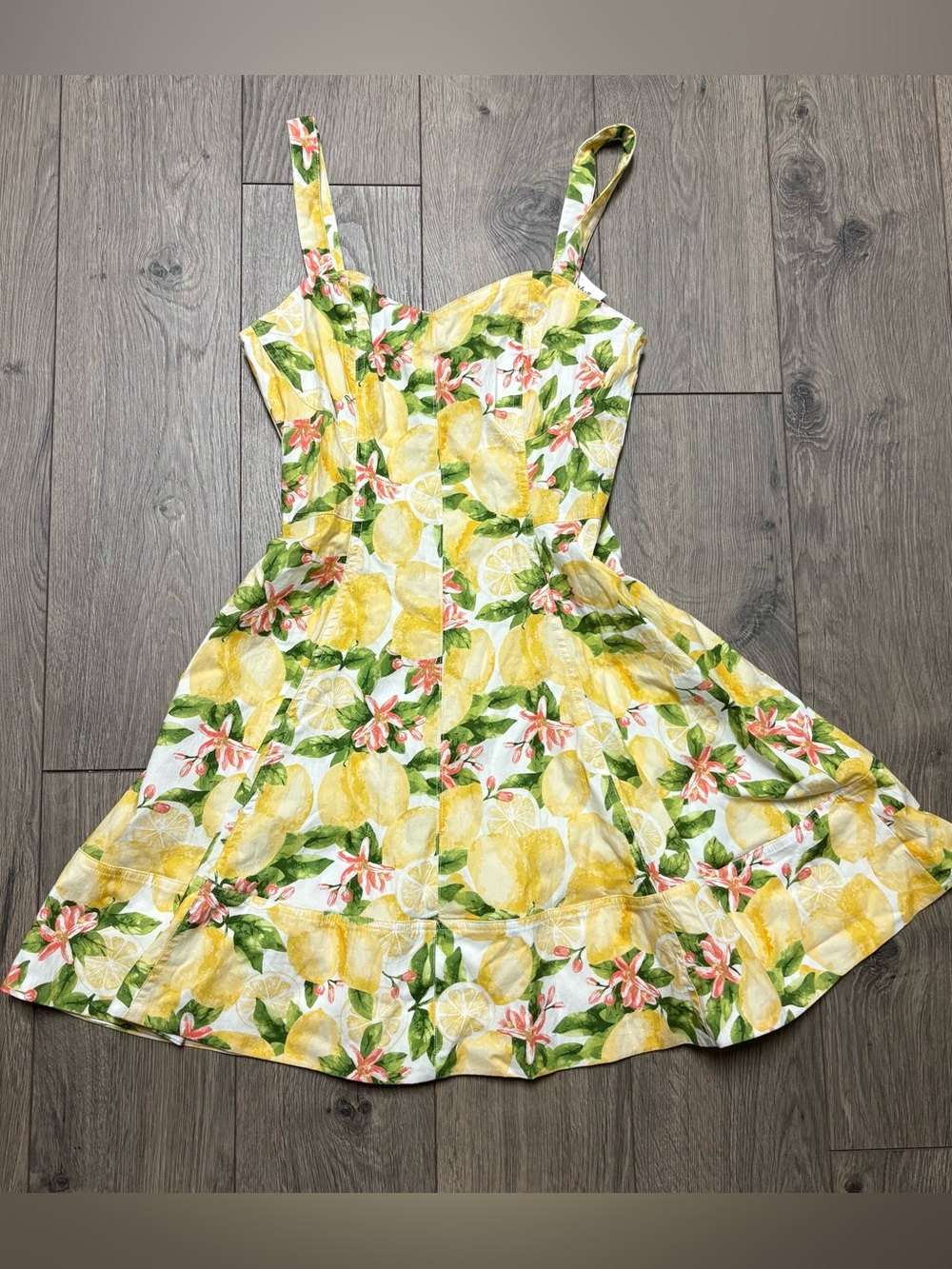 Avec les filles yellow lemon print dress preppy size 4